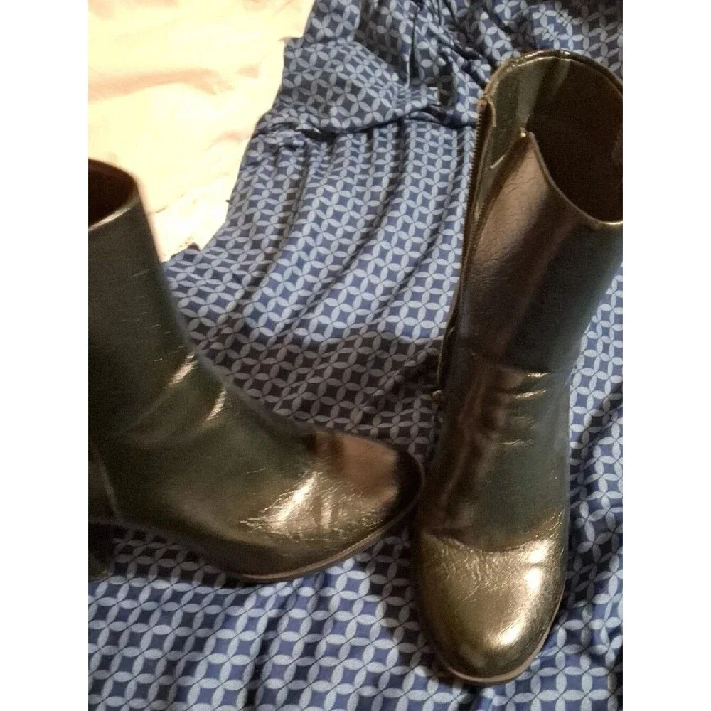 Target Women's Black Leather-Look Ankle Boots with Side Zip